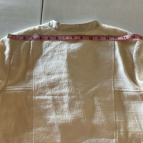 Chico’s Moto Jacket Mixed Media Fabric Zip Closure Ivory Size M (8) Chico's 1 - Picture 9 of 15